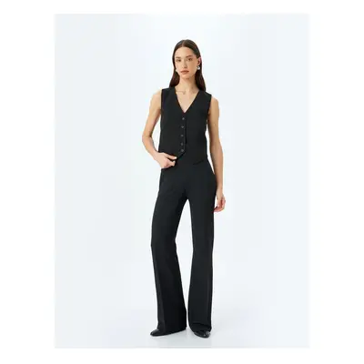 Koton Standard Waist Wide Leg Fabric Trousers