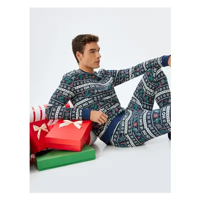 Koton Christmas Themed Comfortable Cut Cotton Knitted Pajama Set