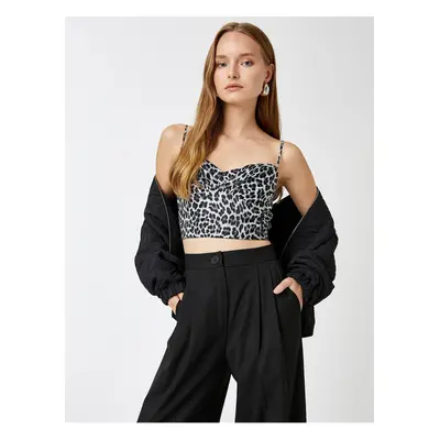 Koton Leopard Patterned Thin Hanger Crop Singlet