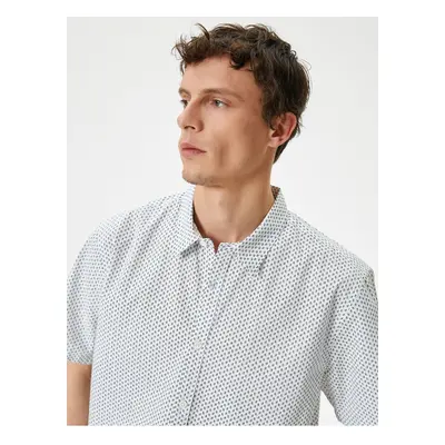 Koton Short Sleeve Shirt Minimal Patterned Classic Collar Cotton