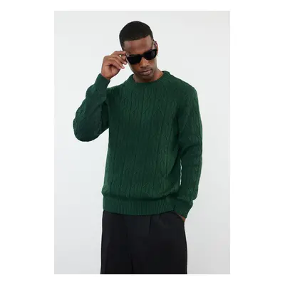 Trendyol Emerald Green Regular Crew Neck Textured Sweater