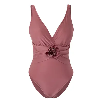 Trendyol Pink*003 Plain Deep V Applique Strappy Swimsuit