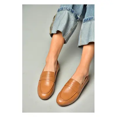 Fox Shoes S944007803 Camel Genuine Leather Women's Flat