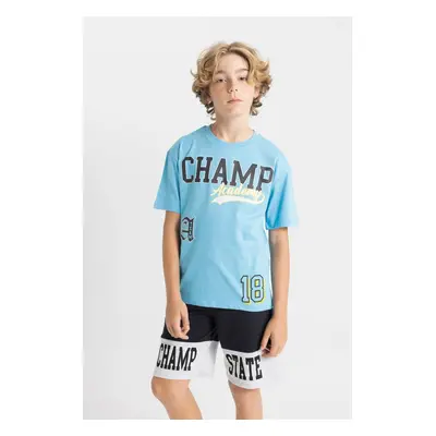 DEFACTO Boys Oversize Wide Fit Crew Neck Printed Short Sleeve T-Shirt