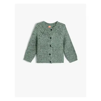 Koton Knitted Cardigan Button Closure Long Sleeve Round Neck