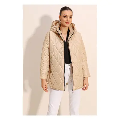 Bigdart Hooded Quilted Coat - Beige