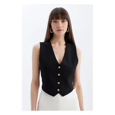 DEFACTO Regular Fit V Neck Buttoned Blazer Vest