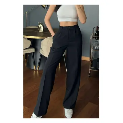 60948 Dewberry Oversize Women Trousers-BLACK