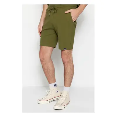 Trendyol Premium Khaki Regular 100% Cotton Label Detailed Texture Shorts & Bermudas