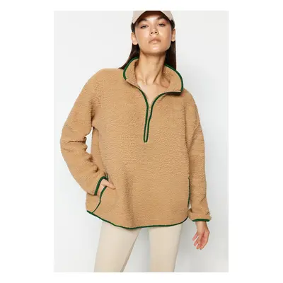 Trendyol Camel Plush Knitted Sports Sweatshirt