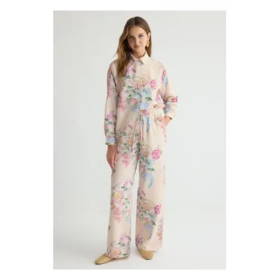 Trendyol Powder Floral Patterned Woven Trousers