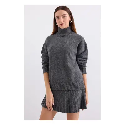 Bigdart Sweater Skirt Knitwear Two Piece Set - Anthracite