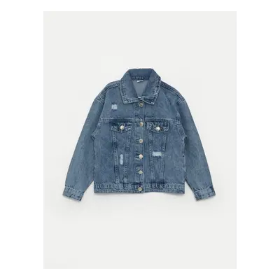 LC Waikiki Ripped Detailed Girl's Jean Jacket