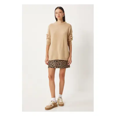 Happiness İstanbul Women's Biscuit Oversize Soft Knit Sweater