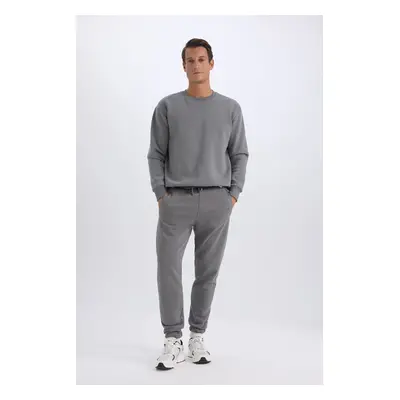 DEFACTO Jogger Sweatpants Standard Fit Basic Plain Tied Waist Elastic Leg Pocket