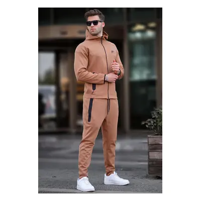 Madmext Hooded Beige Men's Tracksuit