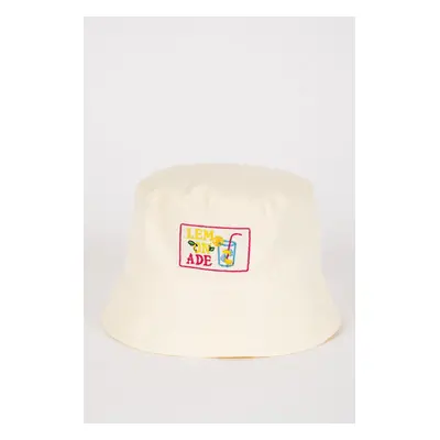 DEFACTO Girl's Label Printed Gabardine Bucket Hat