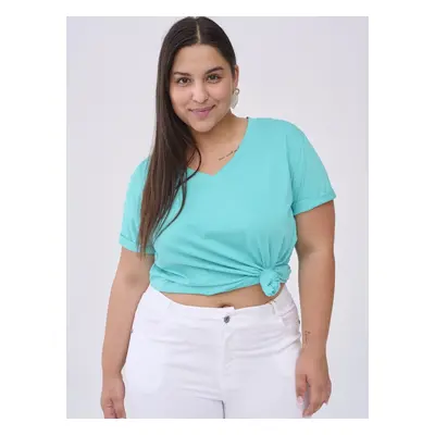 Turquoise V-neck blouse Blue Shadow