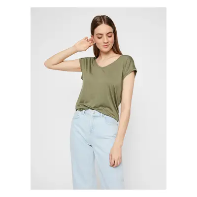 Khaki basic tričko Pieces Billo - Dámské