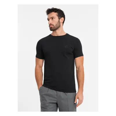 Ombre Men's SLIM FIT T-shirt with round neckline and logo - white