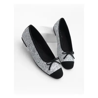 Marjin Women's Bow Ballet Flats Fanbe Silver