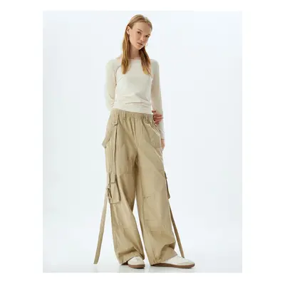 Koton Cargo Pants Elastic Waist Pocket Detailed Cotton