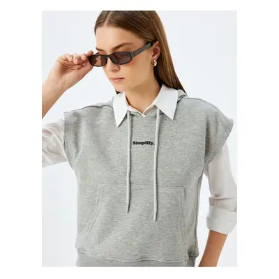 Koton Sleeveless Hooded Sweatshirt with Printed Detail and Comfortable Fit