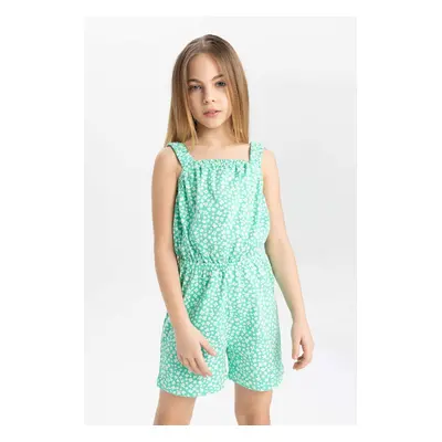 DEFACTO Girl's Patterned Strappy Short Jumpsuit