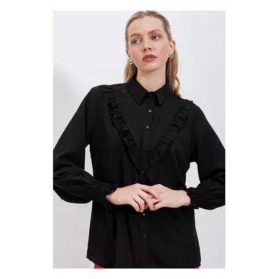 Bigdart Frilly Long Sleeve Shirt - Black