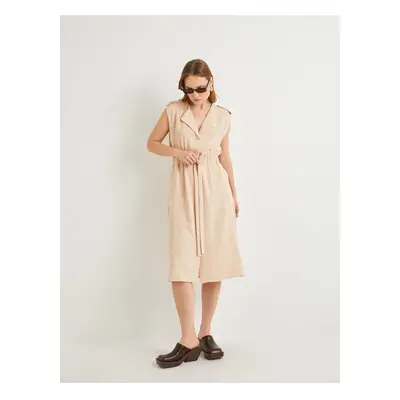 Koton Midi Shirt Dress Belted Waist Buttoned Pocket Epaulettes