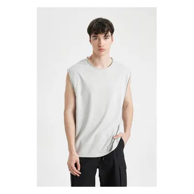 DEFACTO Boxy Fit Crew Neck Basic Plain Tank Top