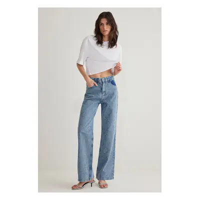 Trendyol Blue Stone High Waist Wide Leg Jeans