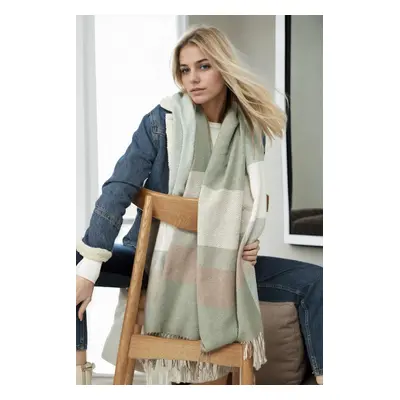 38507 Dewberry Soft Textured Striped Women Shawl Scarf-MINT