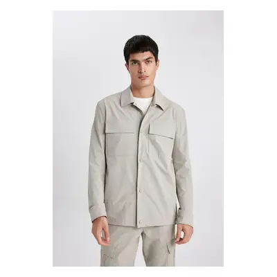 DEFACTO Regular Fit Polo Collar Snap Closure Pocket Shirt Jacket