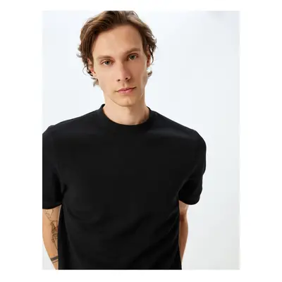 Koton Short Sleeve Crew Neck Cotton Blend Boxy Fit T-Shirt