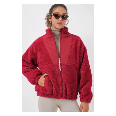 Bigdart Women's Plush Coat Jacket - A.Burgundy