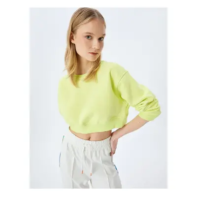 Koton Crop Oversize Crew Neck Basic Sports Sweatshirt