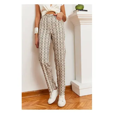 Bianco Lucci Women's High Waist Patterned Denim Pants MBMS032