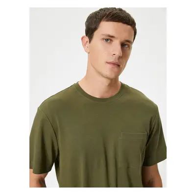 Koton Basic T-Shirt Pocket Detailed Crew Neck Short Sleeve Cotton