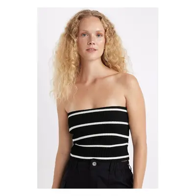 DEFACTO Slim Fit Striped Strapless Blouse