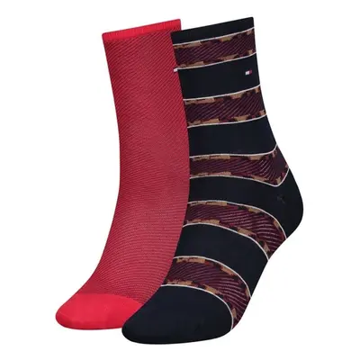 Tommy Hilfiger Socks - TH WOMEN SOCK 2P LEOPARD STRIPE red, black