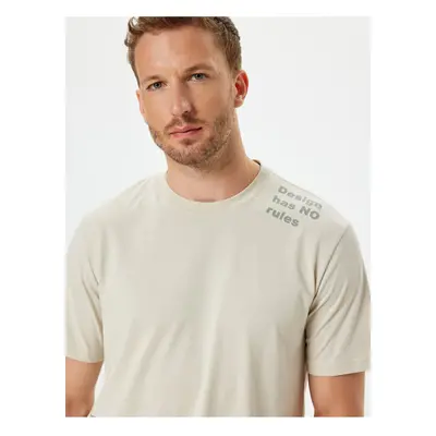 Koton Cotton Crew Neck Slogan Printed Short Sleeve T-Shirt