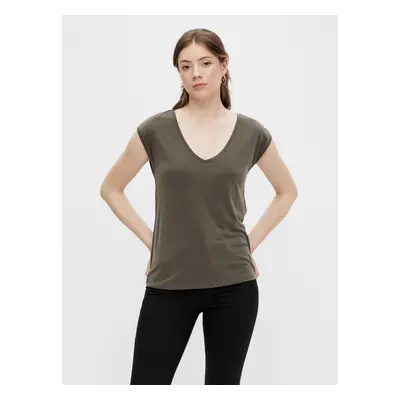 Khaki basic tričko Pieces Kamala - Dámské