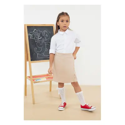 Trendyol Beige Regular Plain Knitted Shorts School Skirt