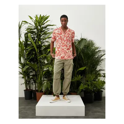 Koton Floral Printed Shirt Short Sleeve Turndown Collar