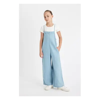 DEFACTO Girl's Strappy Wide Leg Jean Jumpsuit