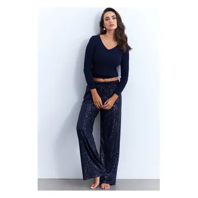 Cool & Sexy Women's Indigo Sequined Trousers SHR8