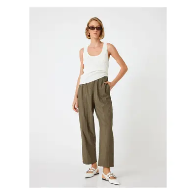 Koton Wide Leg Trousers with Pockets Elastic Waist