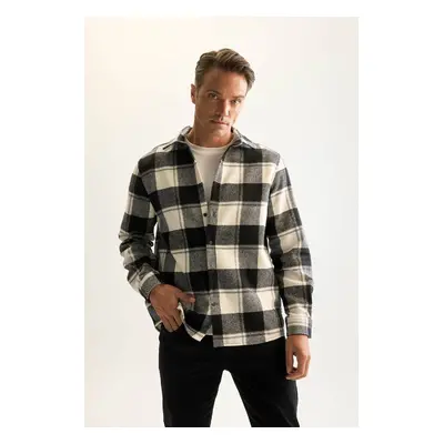 DEFACTO Regular Fit Polo Collar Plaid Lumberjack Flannel Long Sleeve Shirt D7191axns