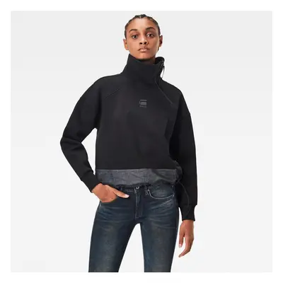 G-STAR Sweatshirt - Fabric mix high collar zip os sw wm black